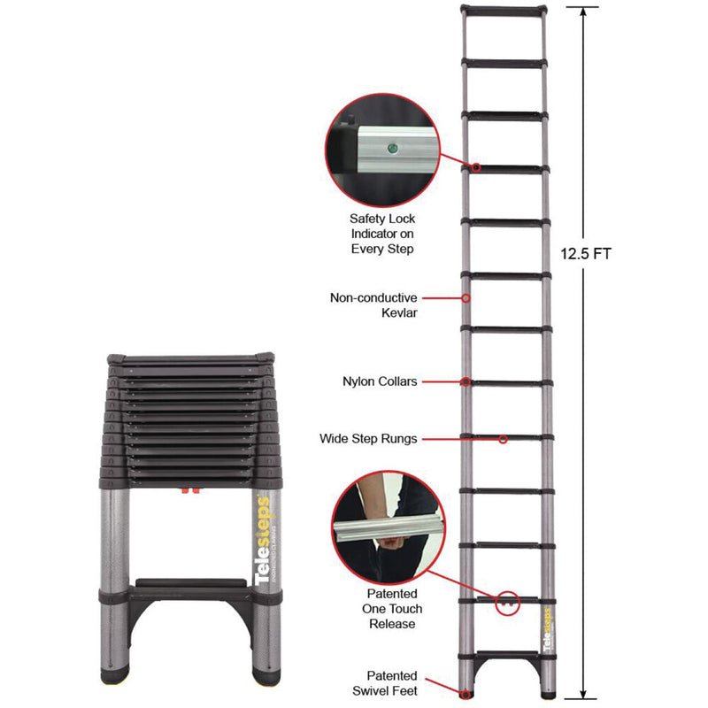 Telesteps Kevlar Nonconductive Telescoping Ladder (12.5')