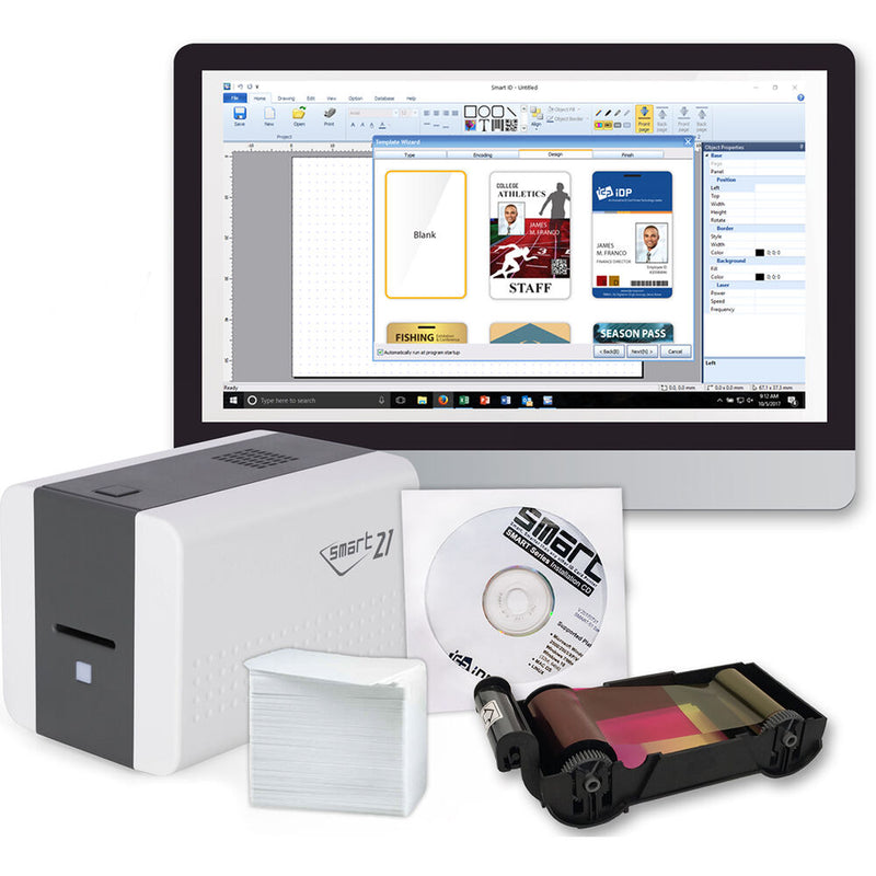 IDP SMART-21S Single-Sided ID Card Printer Kit (100-Print Ribbon)