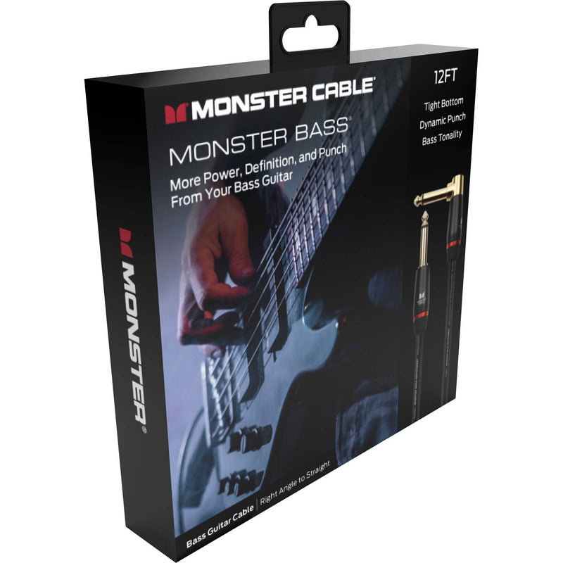 Monster Cable Prolink Bass Series Right-Angle 1/4" Male to Straight 1/4" Male Instrument Cable (12')
