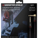 Monster Cable Prolink Bass Series Right-Angle 1/4" Male to Straight 1/4" Male Instrument Cable (12')