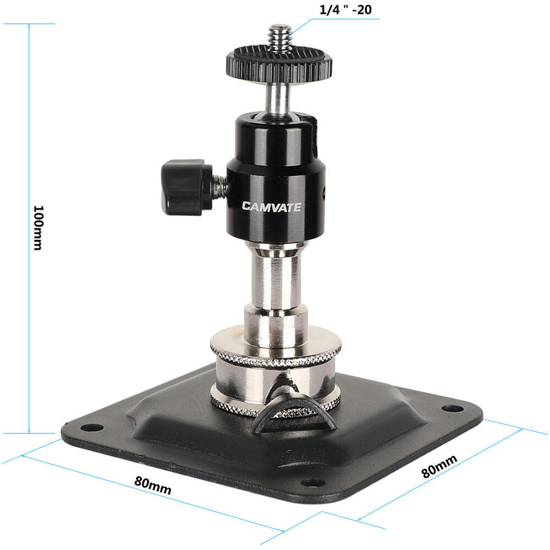 CAMVATE Wall/Ceiling Plate with Mounting Stud, 1/4"-20 Thread & Ball Joint Head