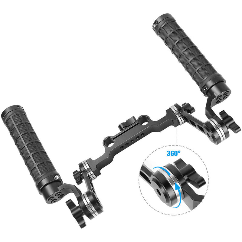 CAMVATE 15mm LWS Dual Rubberized Handgrips with Extension Arms