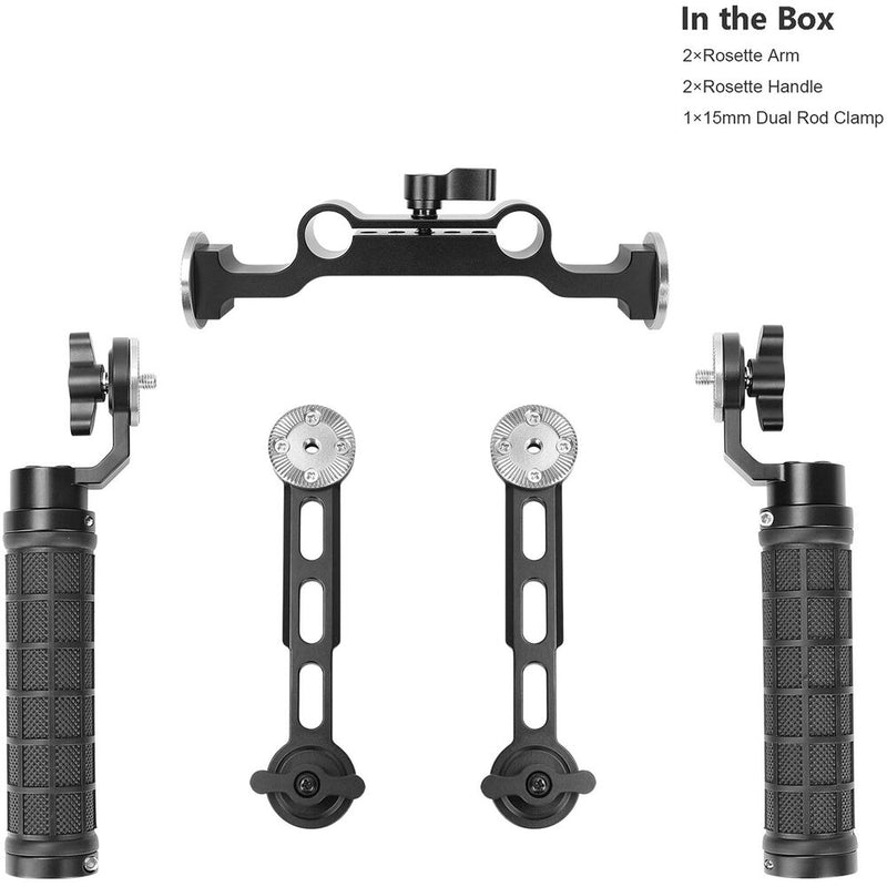 CAMVATE 15mm LWS Dual Rubberized Handgrips with Extension Arms