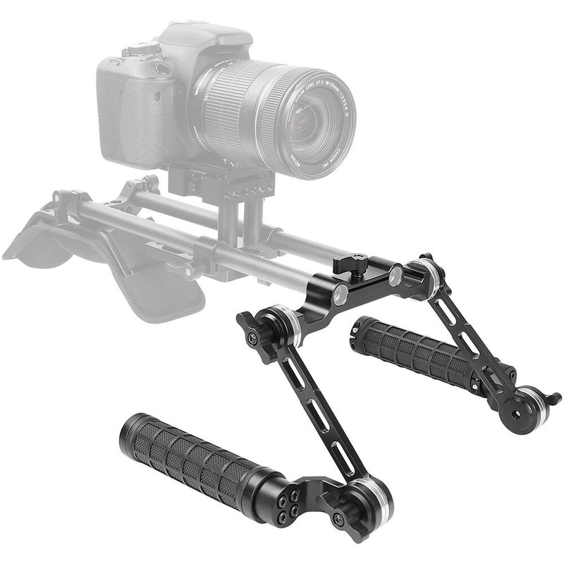 CAMVATE 15mm LWS Dual Rubberized Handgrips with Extension Arms