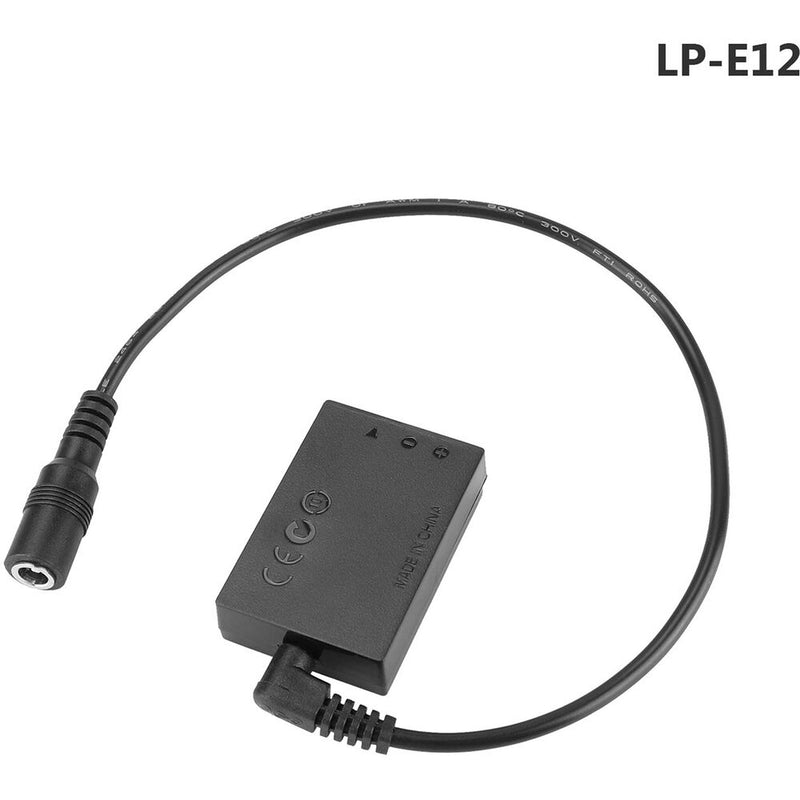 CAMVATE LP-E12 Dummy Battery to 2.1mm Female Barrel Cable for Select Canon Cameras