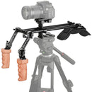 CAMVATE Pro Shoulder Mount Rig with Manfrotto-Type QR Plate & Dual Rosette Wood Grips