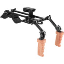 CAMVATE Pro Shoulder Mount Rig with Manfrotto-Type QR Plate & Dual Rosette Wood Grips