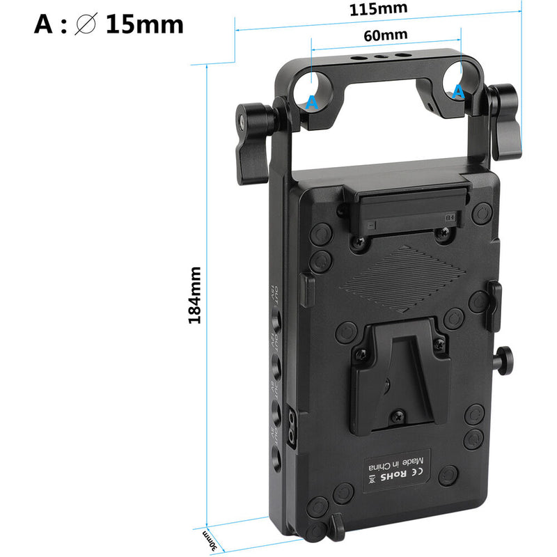 CAMVATE V-Mount Battery Plate with 15mm Rod Clamp & NP-FW50 Dummy Battery