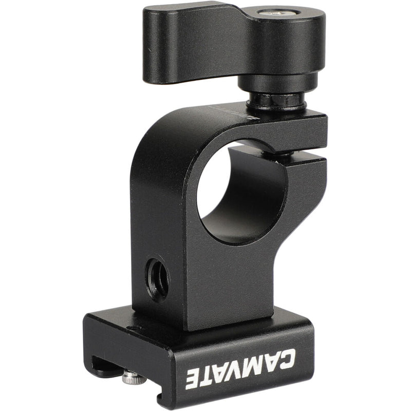 CAMVATE 15mm Single Rod Clamp with Cold Shoe Mount Adapter (Black Locking Lever)