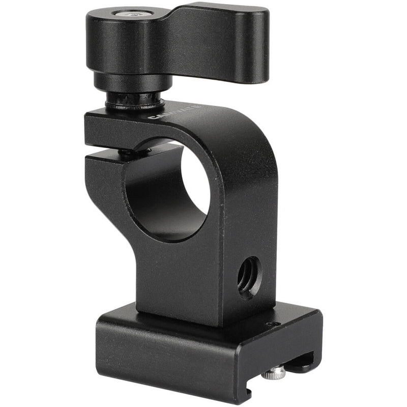 CAMVATE 15mm Single Rod Clamp with Cold Shoe Mount Adapter (Black Locking Lever)