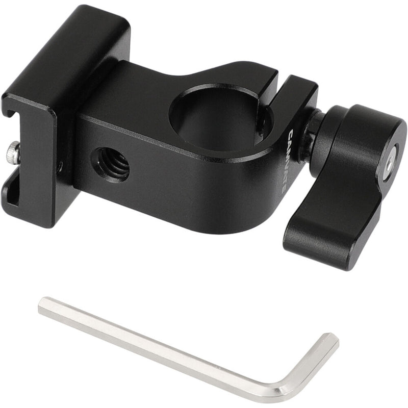 CAMVATE 15mm Single Rod Clamp with Cold Shoe Mount Adapter (Black Locking Lever)