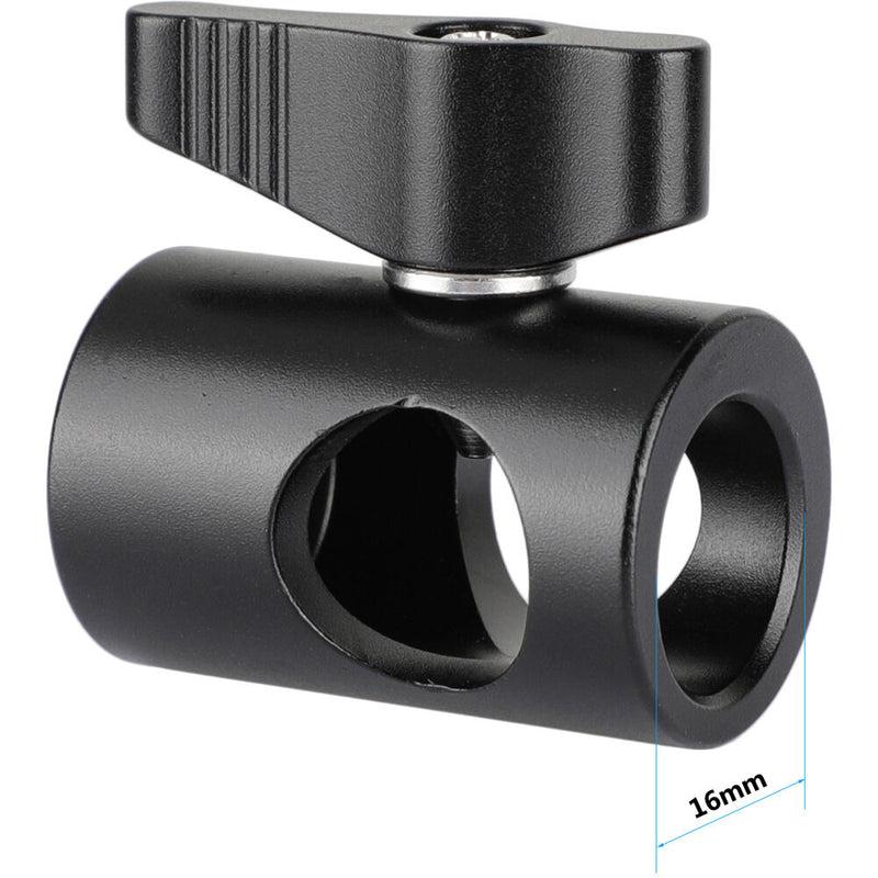 CAMVATE 16mm Light Stand Adapter with 1/4"-20 Female Thread & Locating Pin Holes (Black Knob)