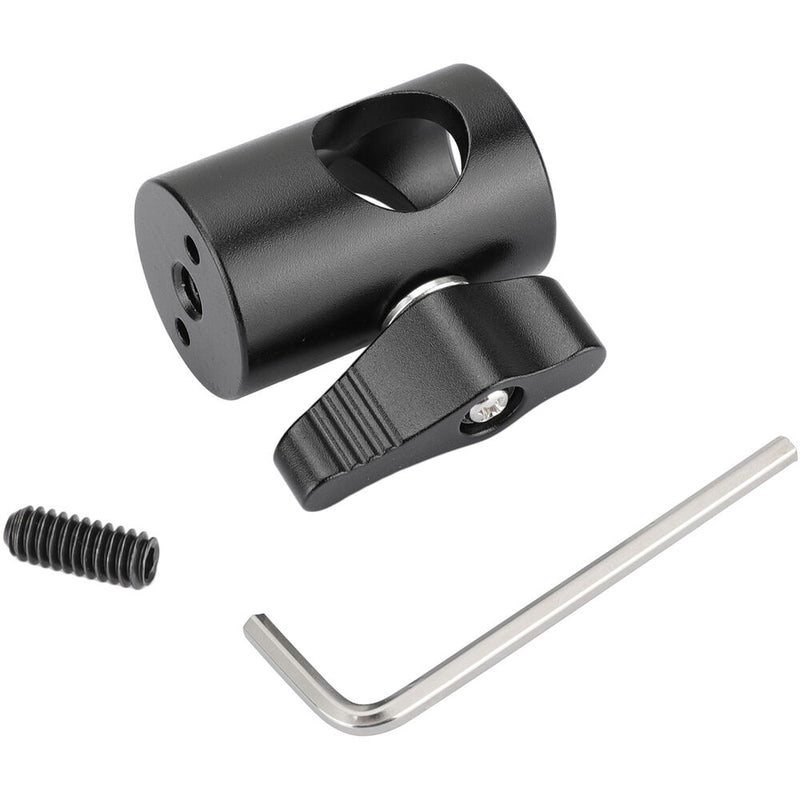 CAMVATE 16mm Light Stand Adapter with 1/4"-20 Female Thread & Locating Pin Holes (Black Knob)
