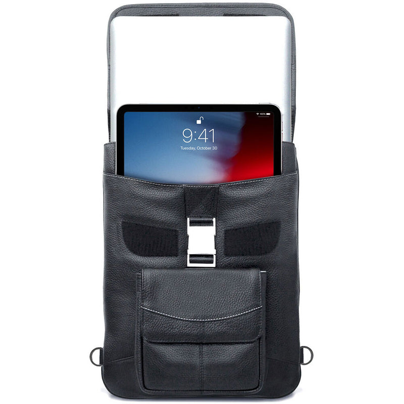 MacCase 16" Premium Leather Macbook Pro  Flight Jacket with Backpack (Black)