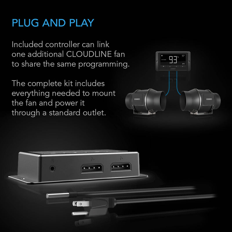 AC Infinity CLOUDLINE T6 Inline Mixed-Flow Duct Fan System (6")