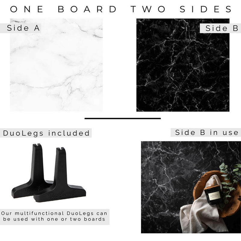 V-FLAT WORLD 24 x 24" Duo-Board Double-Sided Background (Onyx Marble/Alpine Marble)