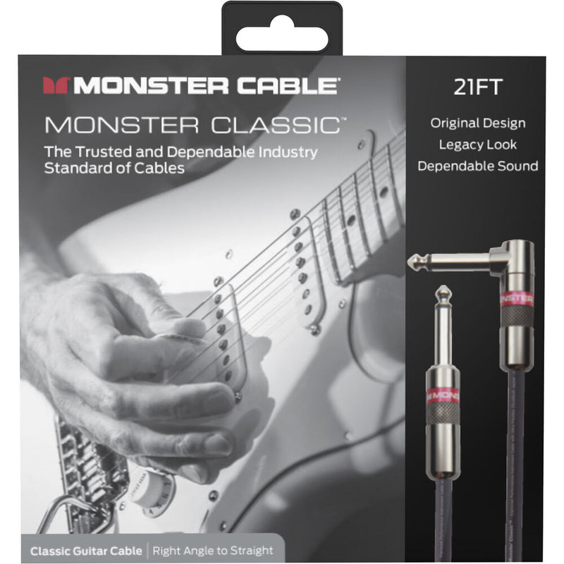 Monster Cable Prolink Classic Series Right-Angle 1/4" Male to Straight 1/4" Male Instrument Cable (21')