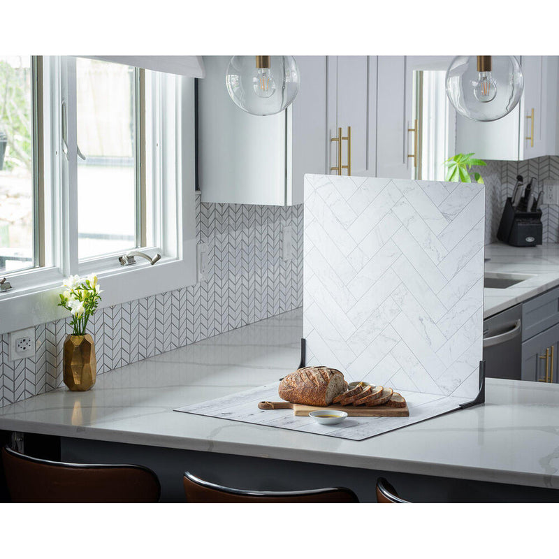 V-FLAT WORLD 24 x 24" Duo-Board Double-Sided Background (Zigzag Marble White/Zigzag Marble Black)