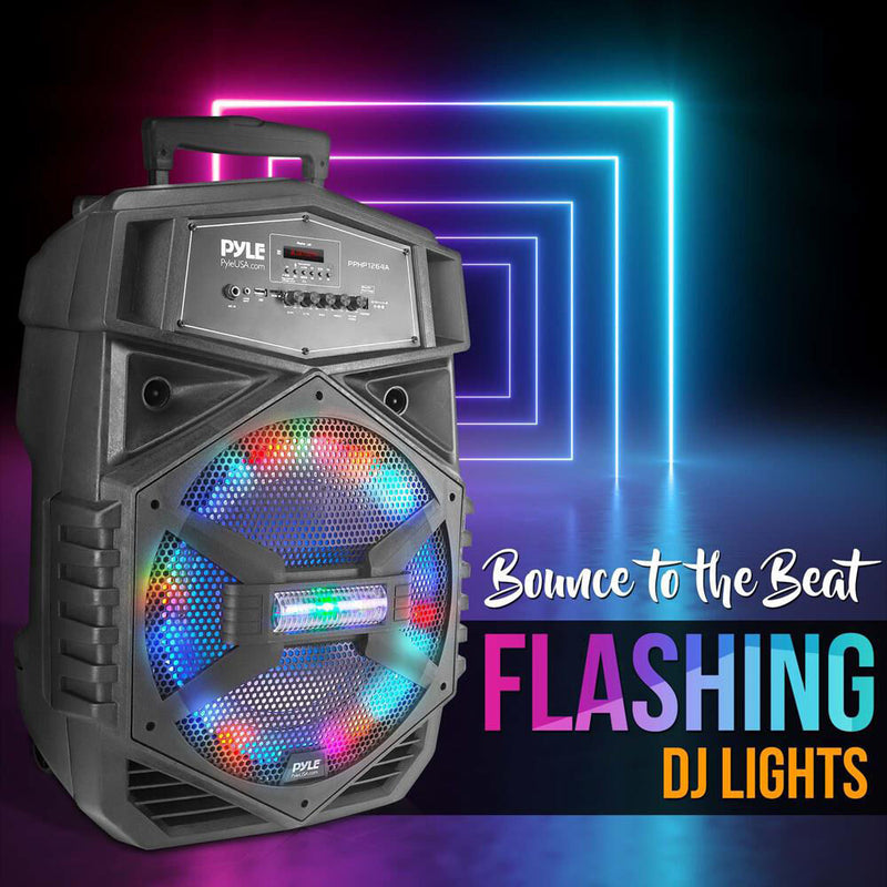Pyle Pro PPHP1264A 12" 2-Way 1000W Portable Bluetooth PA Speaker with Light Show