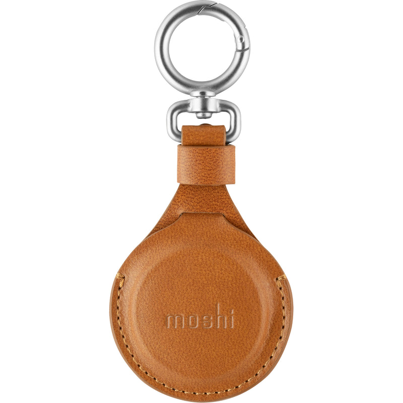 Moshi Vegan Leather AirTag Key Ring (Caramel Brown)