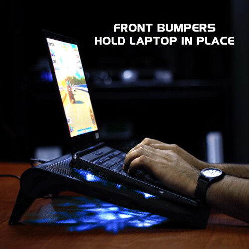 Enhance GX-C1 Laptop Cooling Stand with 2 USB Ports and 5 Blue LED Fans