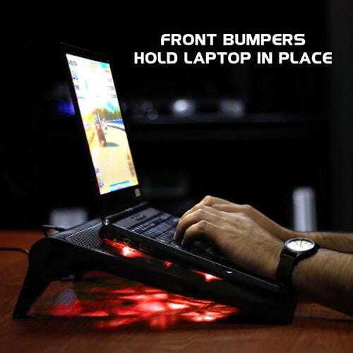 Enhance GX-C1 Laptop Cooling Stand with 2 USB Ports and 5 Red LED Fans