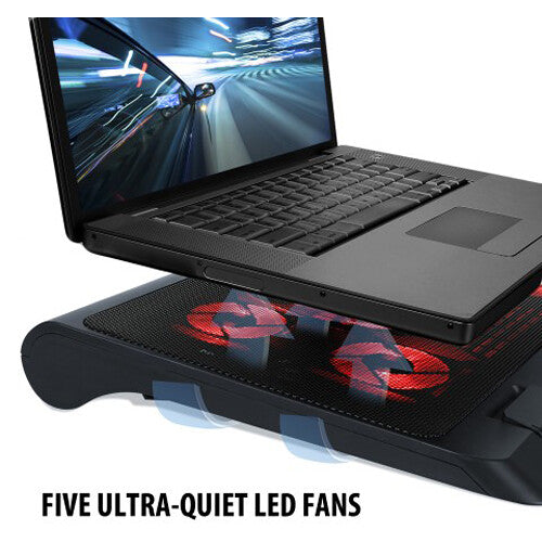 Enhance GX-C1 Laptop Cooling Stand with 2 USB Ports and 5 Red LED Fans