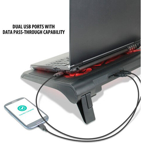 Enhance GX-C1 Laptop Cooling Stand with 2 USB Ports and 5 Red LED Fans