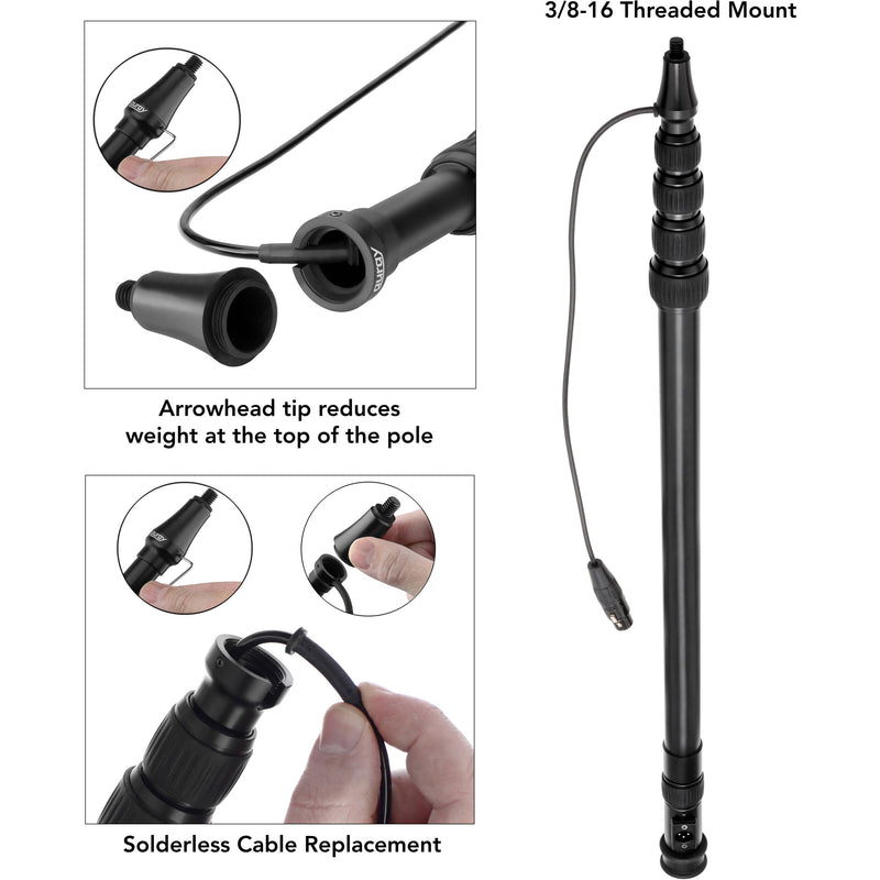 Auray BP-59A Aluminum Boompole with Internal Coiled Cable and Side Exit (9.6')
