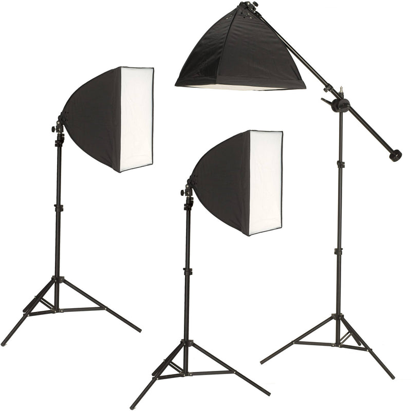 Smith-Victor TST24 24" Shooting Table Kit with Floor Stand and Three LED Light Softboxes