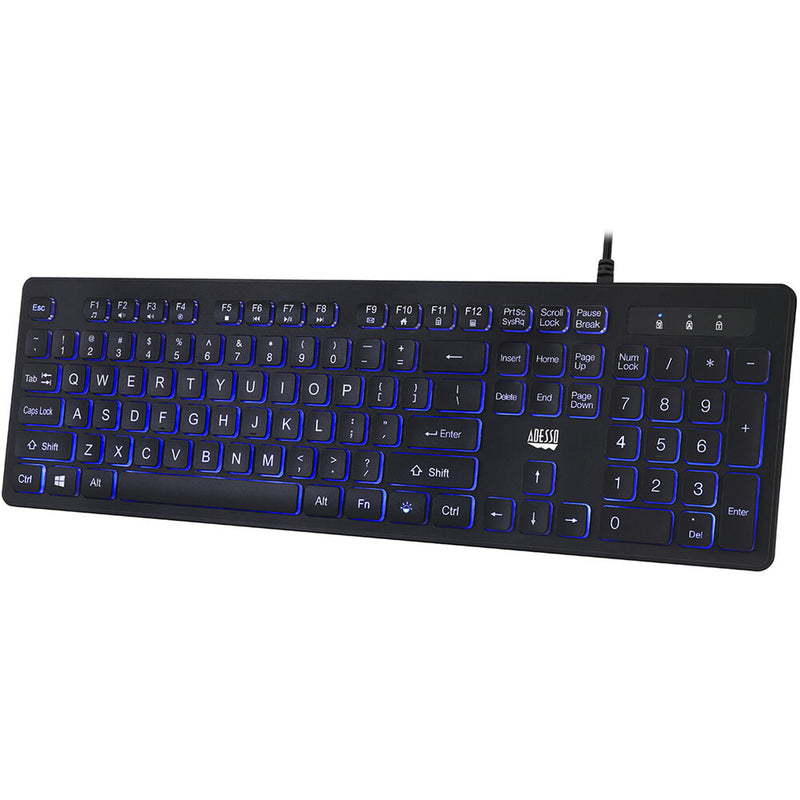 Adesso Large Print Antimicrobial Lighted Keyboard