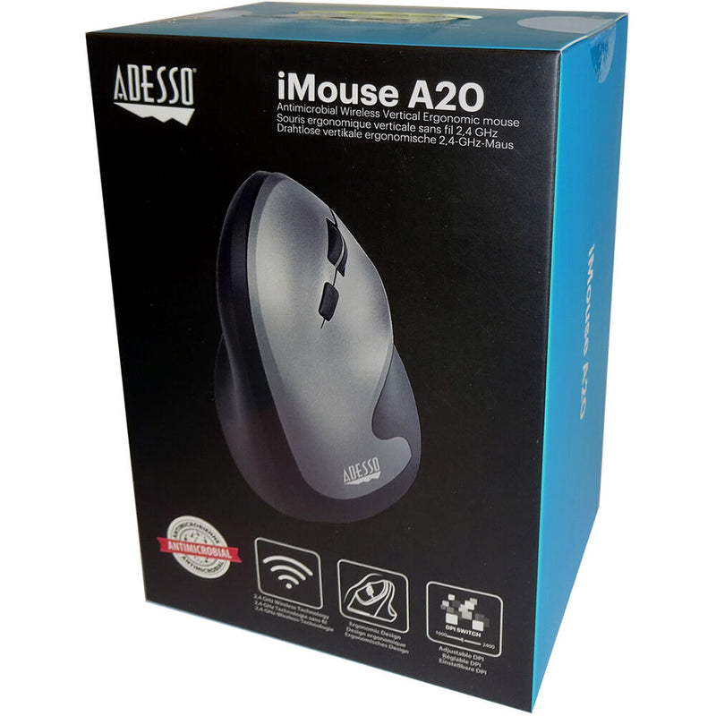 Adesso iMouse A20 Antimicrobial Wireless Vertical Mouse