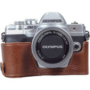 MegaGear Ever Ready Half Leather Case and Strap for Olympus OM-D E-M10 Mark IV (Brown)