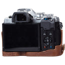 MegaGear Ever Ready Half Leather Case and Strap for Olympus OM-D E-M10 Mark IV (Brown)