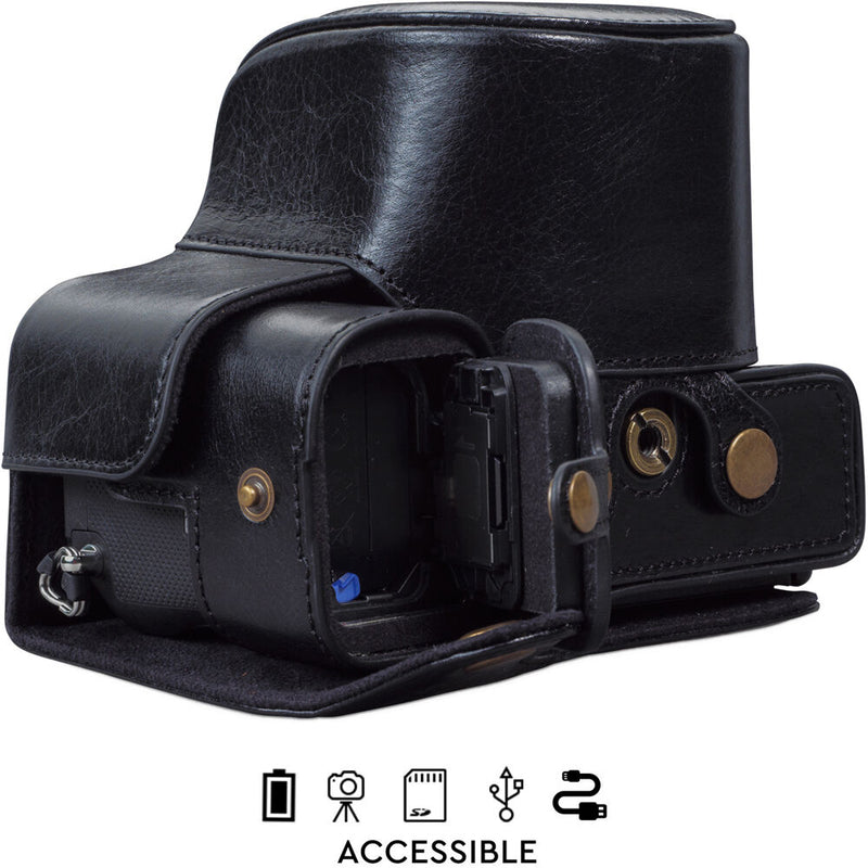 MegaGear Ever Ready Genuine Leather Camera Case for Sony a7C (Black)