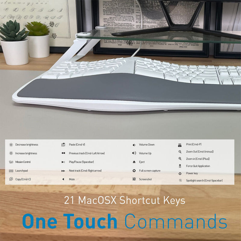 Macally Ergonomic Keyboard with Palm Rest for Mac (White)