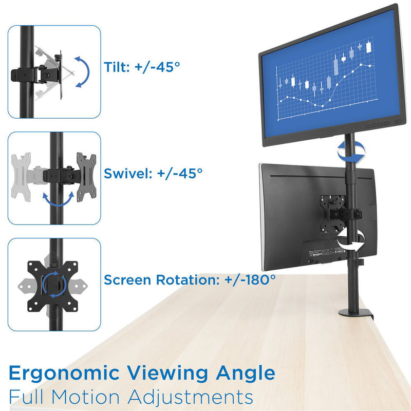 Mount-It! Vertical Dual-Monitor Desk Mount for 13 to 32" Displays