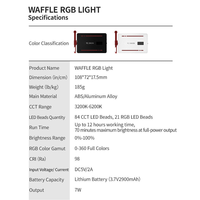 YC Onion WAFFLE Pro RGB LED Light (White)