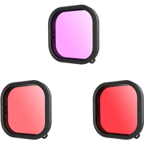 TELESIN 3-Piece Diving Filter Set for Telesin GoPro HERO 9/10 Waterproof Housing (Red, Pink & Purple)