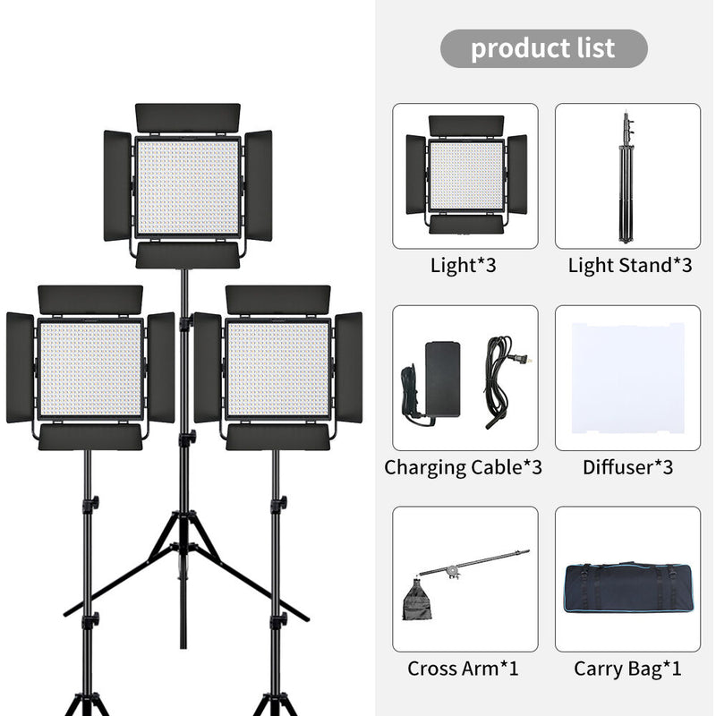LituFoto P60s Bi-Color Photography LED 3-Ligh Kit