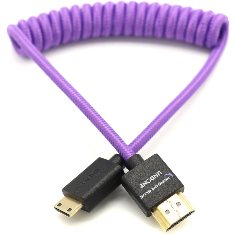 Kondor Blue Gerald Undone Braided Coiled High-Speed Mini-HDMI to&nbsp;HDMI Cable (Limited Purple Edition, 12 to 24")