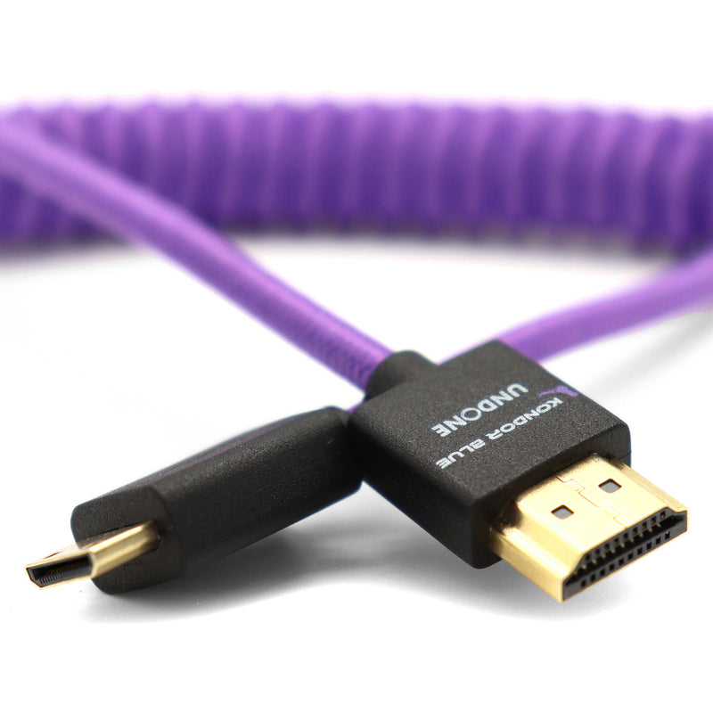 Kondor Blue Gerald Undone Braided Coiled High-Speed Mini-HDMI to&nbsp;HDMI Cable (Limited Purple Edition, 12 to 24")
