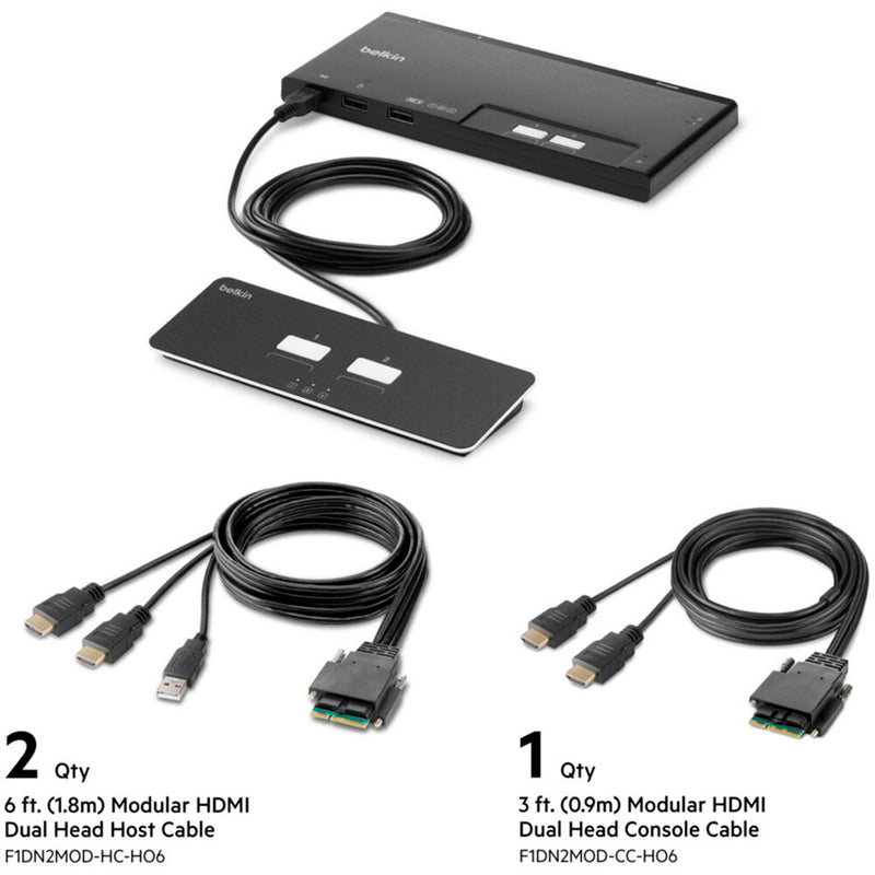 Belkin Secure 2-Port, Dual HDMI Monitor KVM Switch with Remote