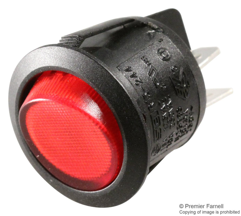 MULTICOMP R13-244B-02-BR-0A Rocker Switch, Illuminated, DPST, On-Off, Red, Panel, 20 A