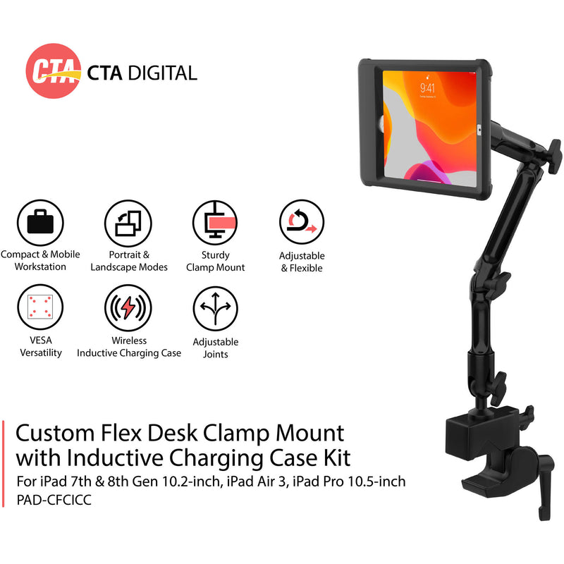 CTA Digital Custom Flex Clamp Mount with Inductive Charging Case Kit