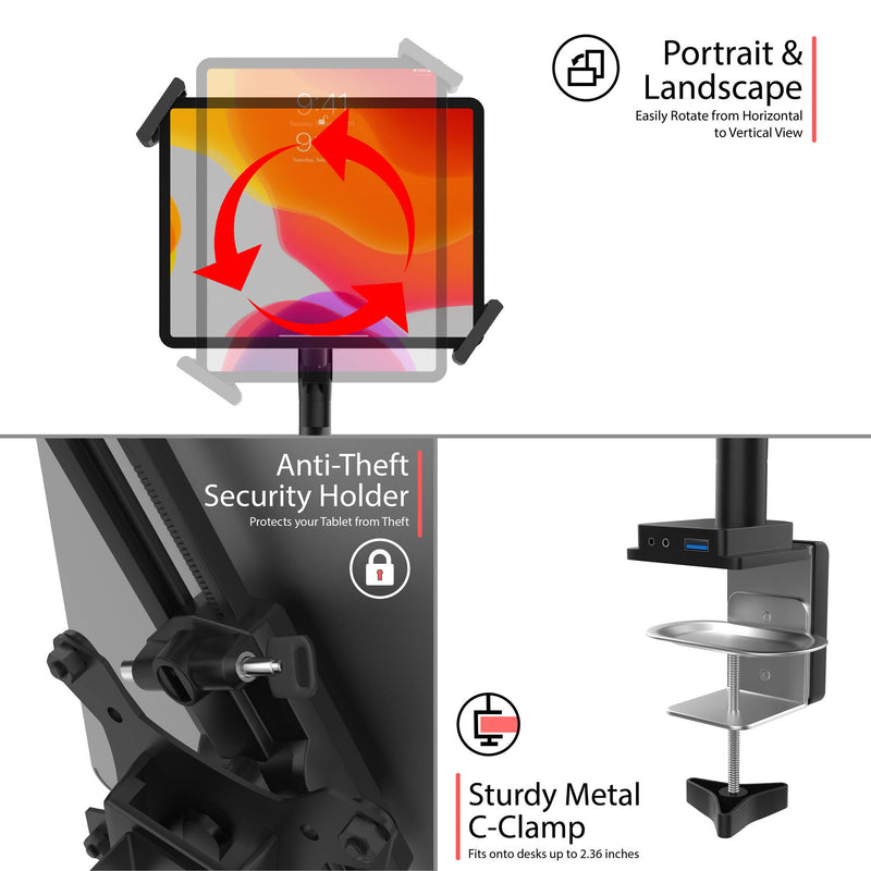 CTA Digital Security Clamp Mount with Universal Holder and Full Cable Management