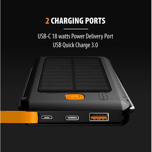 ToughTested 10,000 mAh Solar Charger IP44 Waterproof Rugged Power Bank