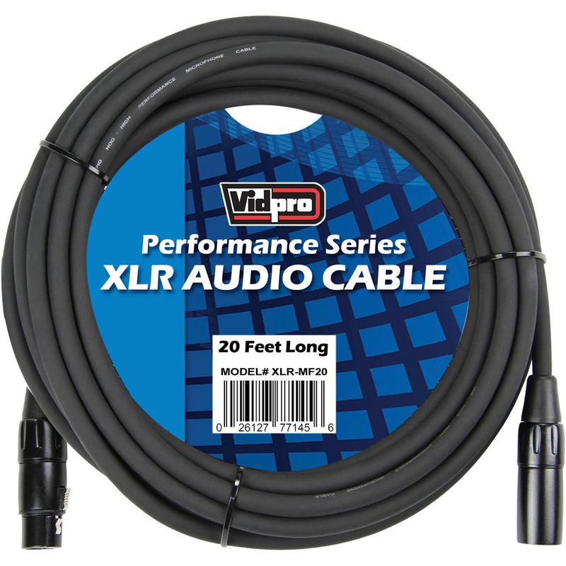 Vidpro XLR Audio Cable with Male to Female Connectors (20')