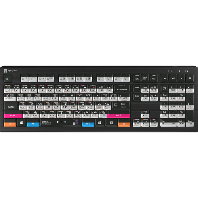 Logickeyboard ASTRA 2 Backlit Keyboard for Adobe Premiere Pro CC and After Effects CC (Windows, US English)