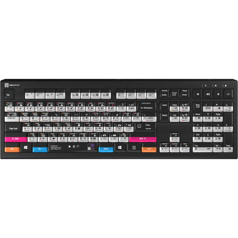 Logickeyboard ASTRA 2 Backlit Keyboard for Adobe Premiere Pro CC and After Effects CC (Windows, US English)